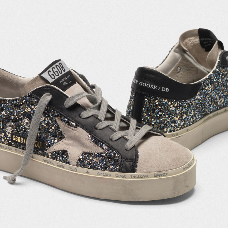 Hi Star Hi Star sneakers in glitter and suede leather | Golden Goose ...