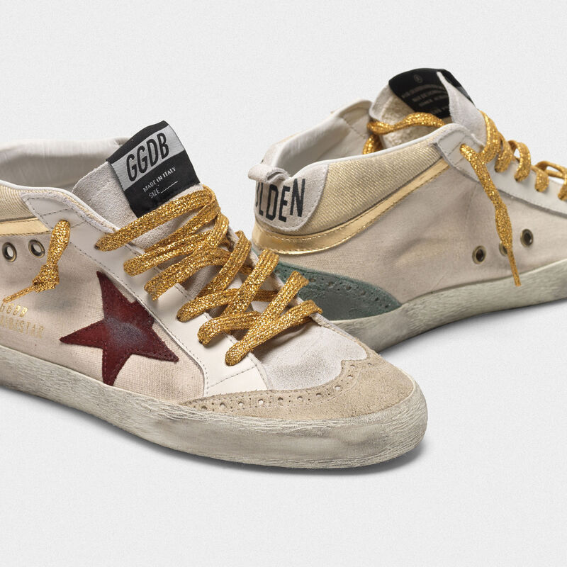 Mid Star Mid-Star sneakers in canvas with gold-coloured inserts and red ...