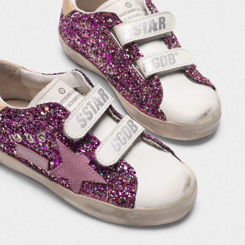 Superstar Old School sneakers with fuchsia glitter and pink star ...